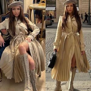 TIKTOK VINO VIRAL SANDRO PLEATED TRENCH COAT